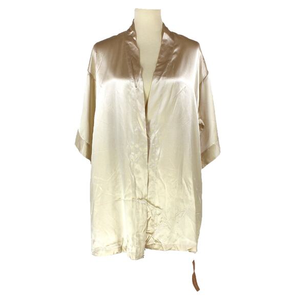 Reformation Ivory Nancie Silk Short Wrap Robe XS NEW Satin Half Sleeve Mini - Picture 1 of 9